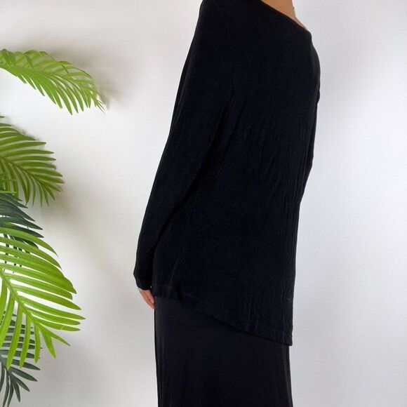 Women's Vintage 90s Y2K Black Whimsygoth Romantic Grunge Slinky Tunic Top /Sz: 1 - Picture 3 of 6